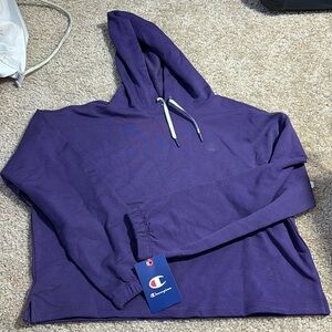 Pop Art Purple Soft Touch Cropped Sweatshirt W/ Hood
